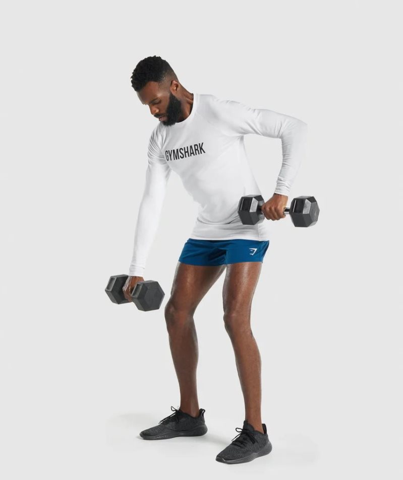 Koszulki Gymshark Apollo Long Sleeve Męskie Białe | PL 107PZU